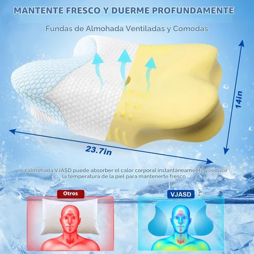Vista 4 de Almohadas cervicales para el cuello con espuma viscoelástica, almohadas cervicales para aliviar el dolor, almohadas de espuma viscoelástica de rojo