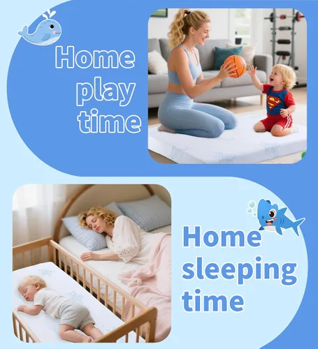Vista 9 de Colchón Pack and Play, 38 x 26 pulgadas, colchón de espuma viscoelástica de doble cara Pack N Play para colchón de cuna, mini colchones para bebé
