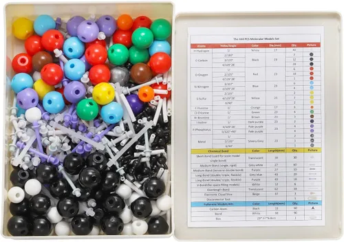 Vista 5 de SOUJOY Modelo molecular de química de 444 piezas para construir estructuras orgánicas e inorgánicas, juego de aprendizaje de ciencia visual 3D