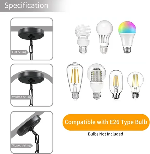 Vista 6 de Baunoisk Lámpara colgante de metal negro y cristal, isla de cocina, comedor, dormitorio, 9.4 x 56.7 pulgadas, 500 lúmenes, LED de 60 W, control