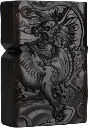 Vista 48 de Carcasa exterior de encendedor tallado en madera negra de ébano natural para kit de inserción Zippo (1000 brazos Avalokiteshvara de la diosa 3#)