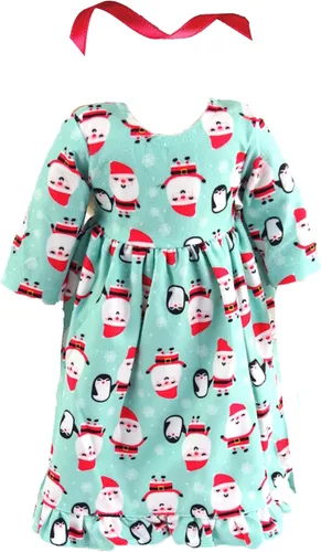Vista 2 de Camisón navideño de Papá Noel y pingüino para muñecas de 18 pulgadas Calidad premium y diseño moderno Ropa de muñecas