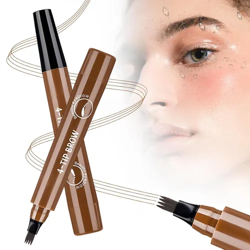 Vista 10 de Plumas de cejas para microblading para mujeres, lápiz de cejas impermeable 3D actualizado 2025, lápiz de cejas de larga duración con 4 puntas tipo