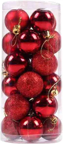 Vista 12 de 24 adornos de bola de Navidad, mini esferas de Navidad de plástico inastillables con cuerda para colgar, juego de bolas decorativas empaquetadas