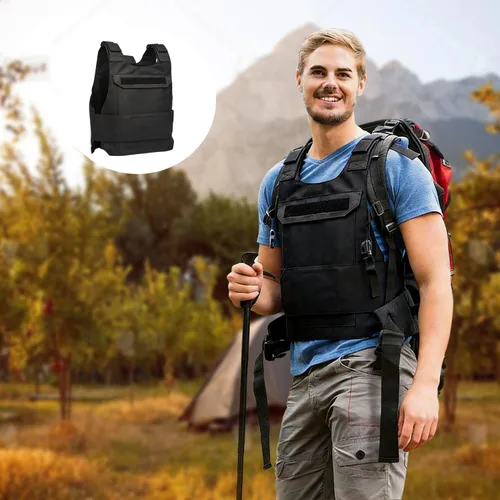 Vista 9 de Chaleco táctico para exteriores, ajustable, para paintball, para entrenamiento de combate, disfraz de protección Molle (talla L), Negro" o "Camo
