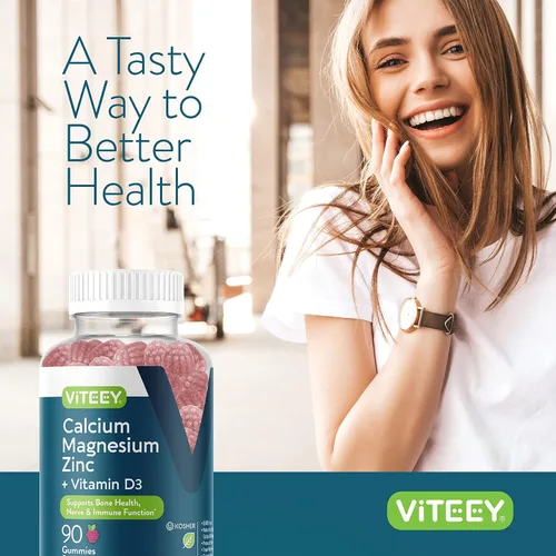 Vista 6 de Viteey - Gomitas de calcio y magnesio y zinc con vitamina D3 Supports Bone Health, Nerve & Immune Function - for Adults & Teens - GMO Free - 90