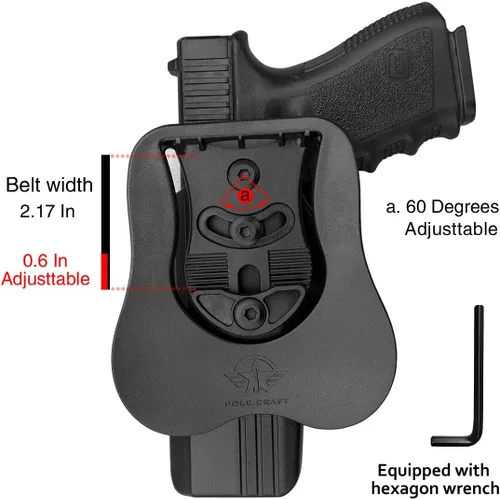 Vista 11 de POLE.CRAFT Funda OWB compatible con Glock 17 (Gen 1-5) / Glock 22 31 (Gen 1-4) compatible con Glock 19 19X 25 44 45 (Gen 1-5) / Glock 23 32