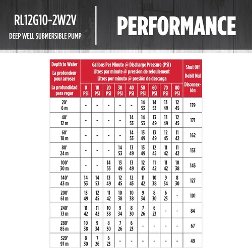 Vista 7 de Red Lion RL12G10-2W2V Bomba sumergible de pozo profundo de 4 pulgadas, 1 HP, 12 GPM, 2 cables, 230 voltios, acero, 14942404
