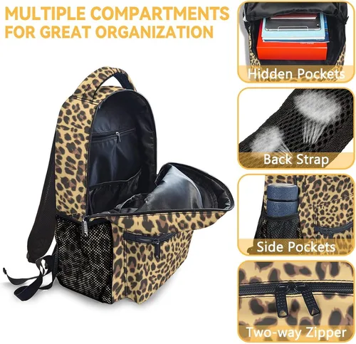Vista 6 de CUSPCOD Mochila de guepardo para niñas y niños, mochila escolar de 16 pulgadas con correas ajustables, bolsa de viaje duradera, Estilo 4-2