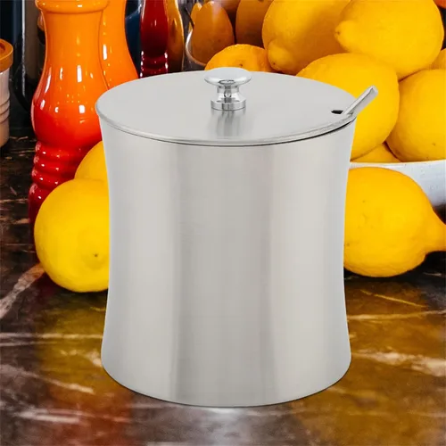 Vista 7 de Oumefar Azucarero de acero inoxidable, olla de sal para condimentos con tapa y cucharas de servir, recipiente de condimentos de cocina