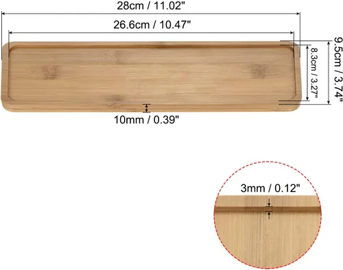 Vista 2 de PATIKIL Plato para maceta, bandeja rectangular de bambú de 11 x 3.7 pulgadas para interiores