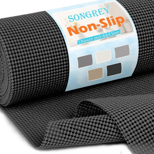 Vista 8 de Songrey Forro no adhesivo para cajones y estantes, forros antideslizantes para gabinetes, protege el armario de la cocina, cajones de baño