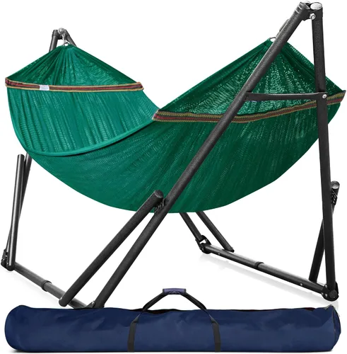Vista 18 de Tranquillo Hamaca doble universal con soporte incluido para 2 personas/soporte plegable para hamaca de 600 libras de capacidad, estuche portátil 1.