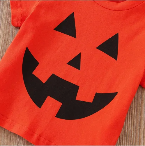 Vista 6 de Camiseta de Halloween con cara de fantasma de calabaza y fantasma de manga cortalarga cuello redondo camisetas de Halloween