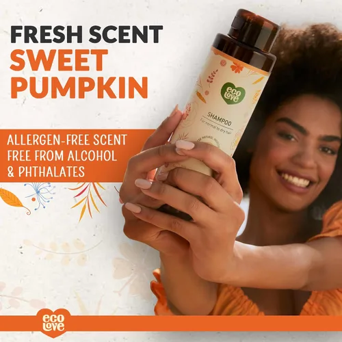 Vista 4 de ecoLove - Champú natural, sin lauril sulfato de sodio, vegano y libre de crueldad, champú seco natural para mujeres, zanahoria y calabaza orgánicas