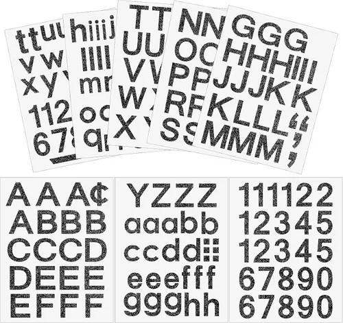 Vista 16 de Outus 8 hojas de calcomanías de letras de vinilo, autoadhesivas, números para buzón, letras del alfabeto, para medias de Navidad, álbumes de Negro
