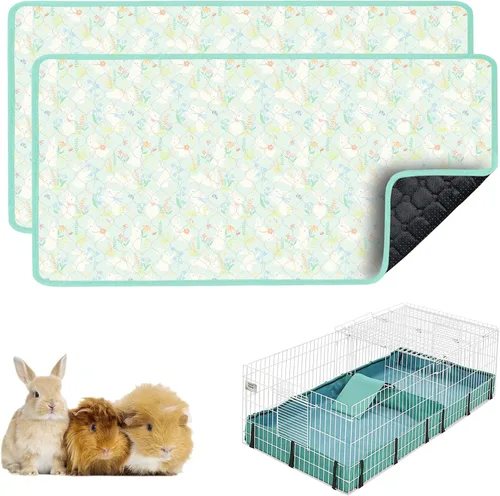 Vista 17 de Ropa de cama para cobayas, 2 paquetes de forro lavable para jaula de 49x24 pulgadas, almohadillas súper absorbentes lavables, impermeables y Palta