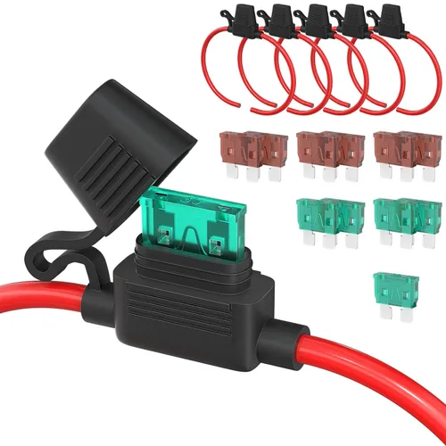 Vista 7 de DAIERTEK Portafusibles en línea 12V 12 AWG impermeable para fusible de cuchilla ATC/ATO con fusible en línea de 20 Amp 30 Amp 40 Amp, Portafusibles