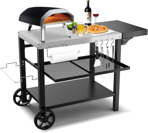 Vista 9 de Mesa de Parrilla Plegable para Interior Portátil Compatible con Parrilla de Madera al Aire Libre Ninja (Serie OG701 OG850 OG951), Espacio Grande
