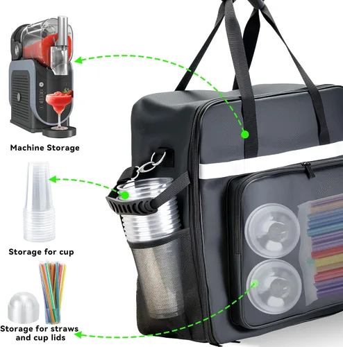 Vista 5 de AODPWEN Bolsa de transporte para máquina Ninja Slushie FS301 y FS300 Durable 1680D Oxford, Impact Padding, Hand & Shoulder Straps, Mesh Side