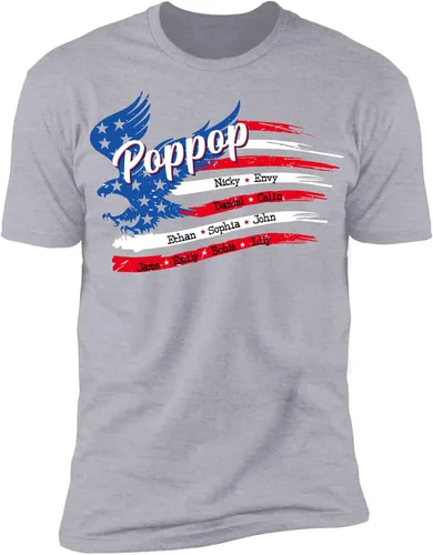 Vista 3 de NAZENTI - Camisa personalizable para el abuelo de Estados Unidos, camiseta de Top Dad USA - Camisa personalizada con nombre de niño, para el día