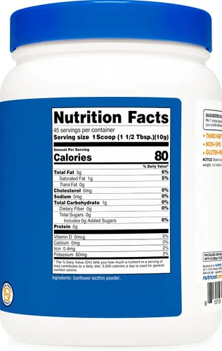 Vista 5 de Nutricost Lecitina de Girasol (1 Libra) - Fosfatidilcolina Natural, Vegana, Sin Gluten, Sin OMG