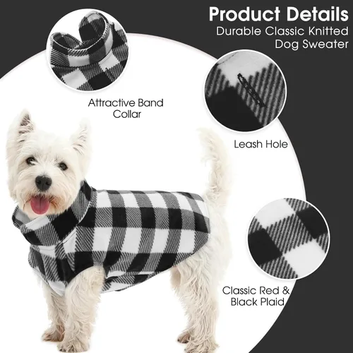 Vista 2 de KAMA BRIDAL - Abrigo de primavera, otoño e invierno para perros y gatos, chaleco de forro polar con capucha para perros, suéter delgado, a cuadros