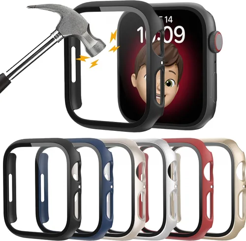 Vista 8 de Rontion - Juego de 6 fundas de PC rígida para Apple Watch de 38 mm (1.496 pulgadas) Series 3/2/1 con protector de pantalla de vidrio templado, funda
