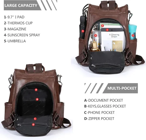 Vista 5 de Charmore - Mochila de viaje para mujer, de nylon, antirrobo, resistente al agua, ligera, estilo casual