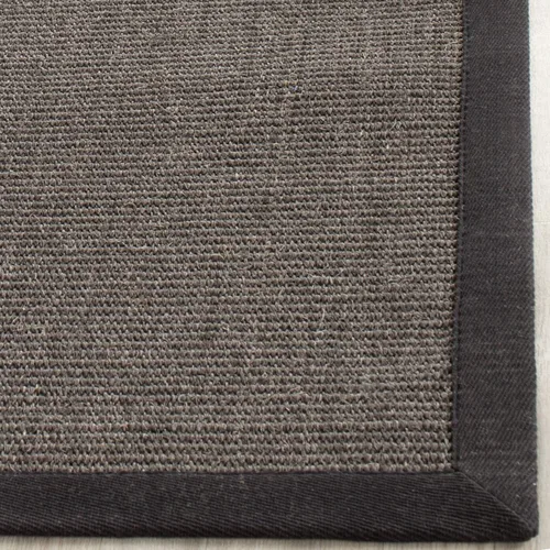 Vista 3 de Alfombra de sisal Safavieh, de color maíz y negro, tejida a mano, de la colección de fibras naturales; 5 x 8 pulgadas, NF441A, Tela, Gris / Gris