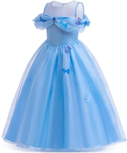 Vista 3 de QWFWBSM Disfraz de princesa Cenicienta para niñas, vestido de cosplay para carnaval, disfraz de fiesta de Halloween