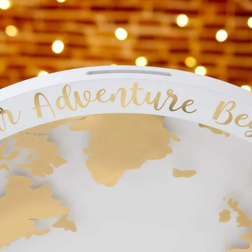 Vista 4 de Kate Aspen Libro de invitados de boda alternativo - Our Adventure Begins Globe Frame Recuerdo (22101NA), negro