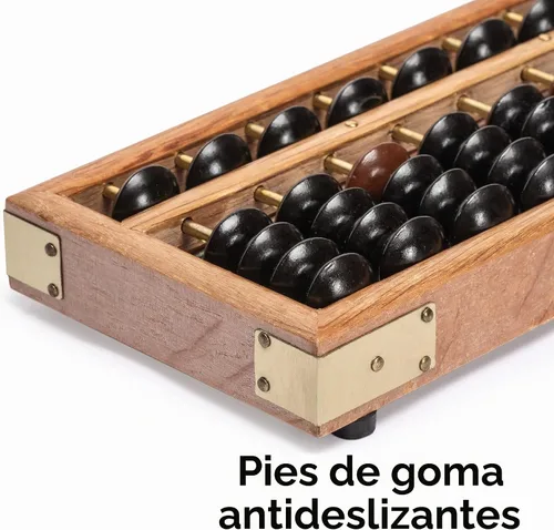 Vista 5 de ábaco de madera de estilo retro, calculadora de Soroban con botón de reajuste, 13.75 pulgadas, 17 columnas.