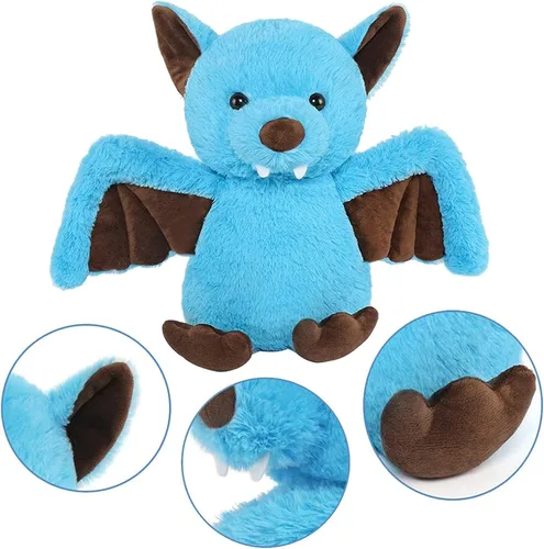 Vista 2 de AngelGift Peluche de murciélago de peluche de 11 pulgadas para Halloween, muñeco de peluche para dormir, juguetes para cumpleaños, Navidad, regalos
