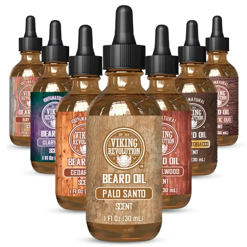 Vista 10 de Viking Revolution Aceite de barba de ron de bahía para hombres, suavizante y acondicionador natural con aceites de argán y jojoba para fortalecer e