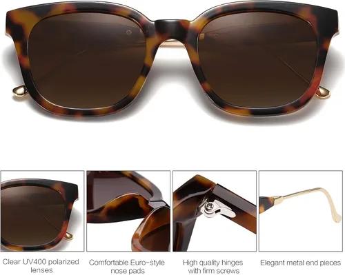 Vista 3 de SojoS SJ2050 Lentes de sol polarizados, cuadrados, clásicos, para mujeres y hombres, retro, modernos, protección ultravioleta 400