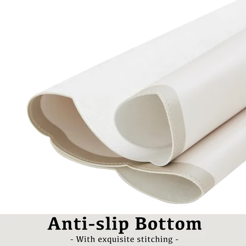 Vista 6 de Ohocut Alfombrilla de escritorio festoneada, piel sintética, rectangular para escritorio de oficina (beige, 23.6 x 13.7 pulgadas)
