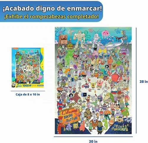 Vista 5 de AQUARIUS Rompecabezas de Bob Esponja (rompecabezas de 1000 piezas) – Mercancía y coleccionables de Bob Esponja con licencia oficial, sin reflejos