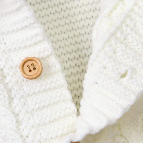 Vista 3 de TBUIALL Mono Invierno Faux Collar Niña Suéter Ropa Cálida Niño Punto Bebé Con Capucha Niños Abrigo Y Chaqueta Con Capucha Niños Cremallera
