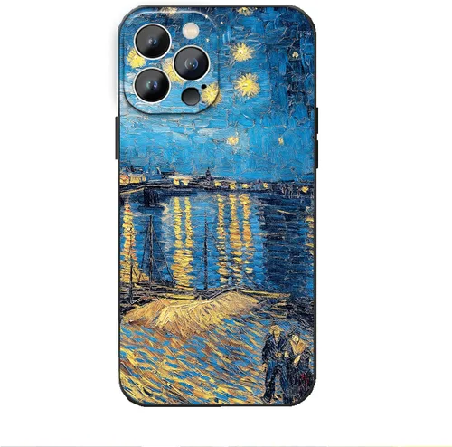 Vista 19 de Funda para iPhone 13 Pro, diseño de arte estético, Van Gogh con flores de almendra, funda para teléfono a prueba de golpes, para mujeres y niñas