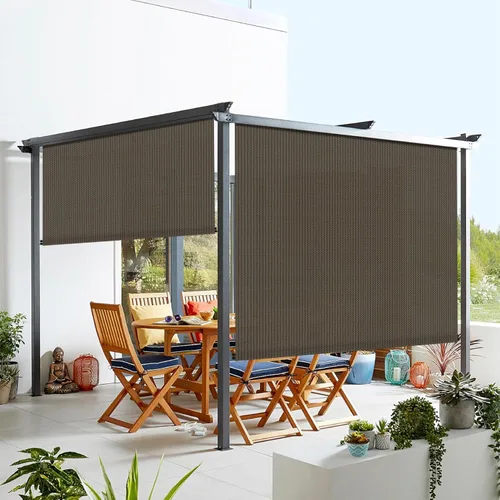Vista 8 de Windscreen4less Persianas opacas enrollables para exteriores, pantalla de privacidad para pérgola, balcón, porche, cochera, terraza, ventana, 8' An