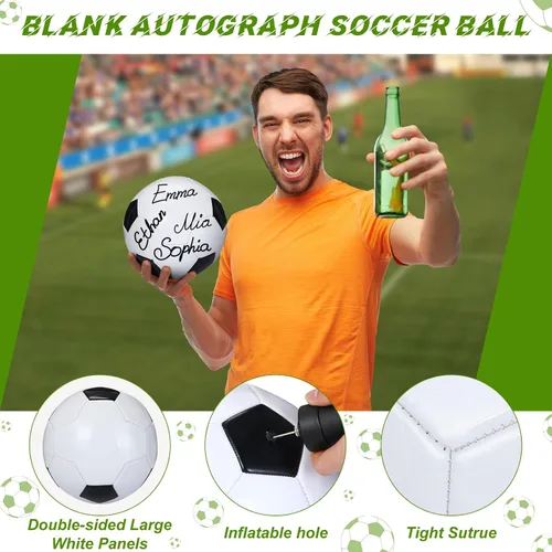 Vista 3 de Jenaai Balón de fútbol oficial con autógrafo en blanco para firmar regalo de fútbol con dos paneles blancos para fiesta nocturna de personas
