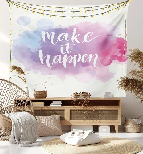 Vista 72 de Ambesonne Tapiz de hongos, atmósfera psicodélica, escena astral estrellada con motivos orientales trippy, decoración de tela para colgar en la pared