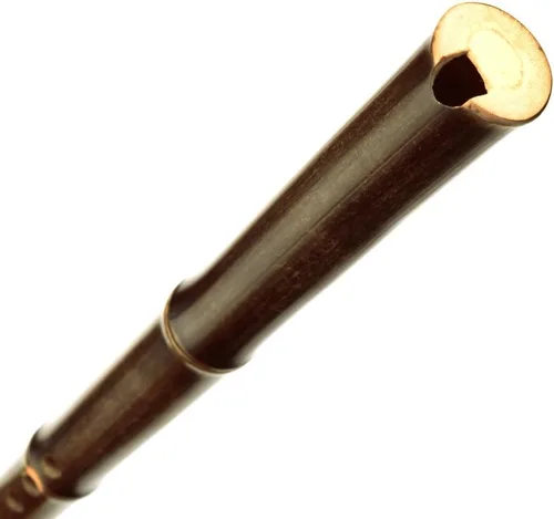 Vista 3 de Flauta de bambú vertical marrón original Instrumento musical chino tradicional Xiao