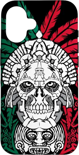 Vista 32 de Aztec Warrior Skull - Funda para iPhone 17, diseño de antepasados mexicanos
