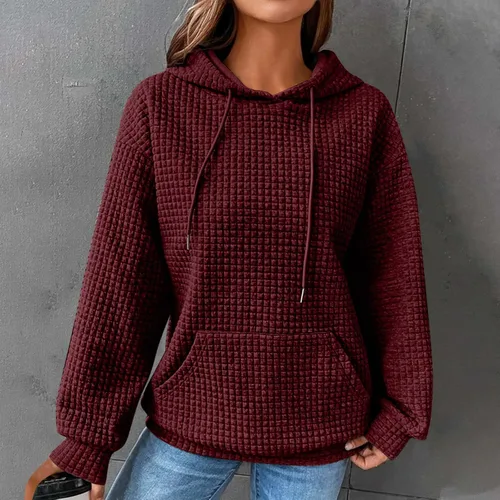 Vista 2 de Qenging Sudaderas con capucha para mujer, color sólido, casual, primavera, 2024, sudadera con capucha básica, blusa para mujer