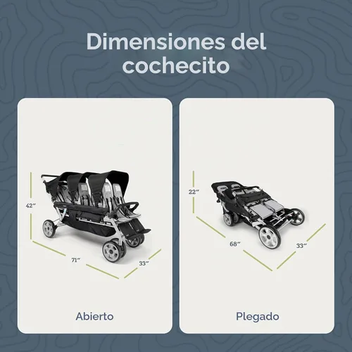Vista 5 de Gaggle Jamboree - Cochecito plegable para niños de 6 asientos, color negro