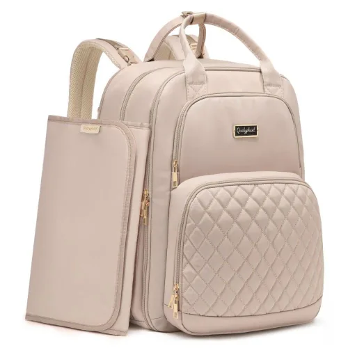 Vista 10 de Mochila para pañales Qualyphant - Bolsa de pañales extra grande para 2 niños gemelos (expandible 30-38L) - Mochila de viaje para bebé con cambiador