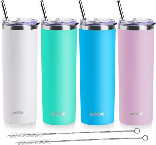 Vista 36 de koodee Vaso Tumbler Delgado de Acero Inoxidable de 20 oz con Aislamiento de Doble Pared, Vaso Tumbler Delgado para Agua para Café, Té (Azul Bebé)