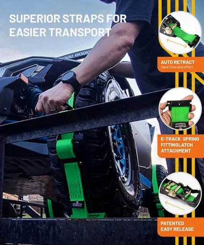 Vista 5 de Strapinno E-Track Correas Retráctiles de Amarre de Trinquete - 2 pulgadas x 15 pies Correa de Trinquete de Servicio Pesado con resistencia a